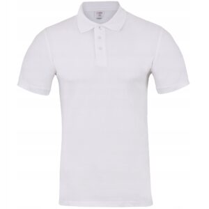 MĘSKA KOSZULKA POLO GŁADKA BAWEŁNA BIAŁA BASIC XXL