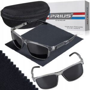 OKULARY PRZECIWSŁONECZNE POLARYZACYJNE PRIUS UV400 SPORTOWE CZARNE Z ETUI