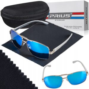 OKULARY PRZECIWSŁONECZNE POLARYZACYJNE PRIUS UV400 PILOTKI Z ETUI